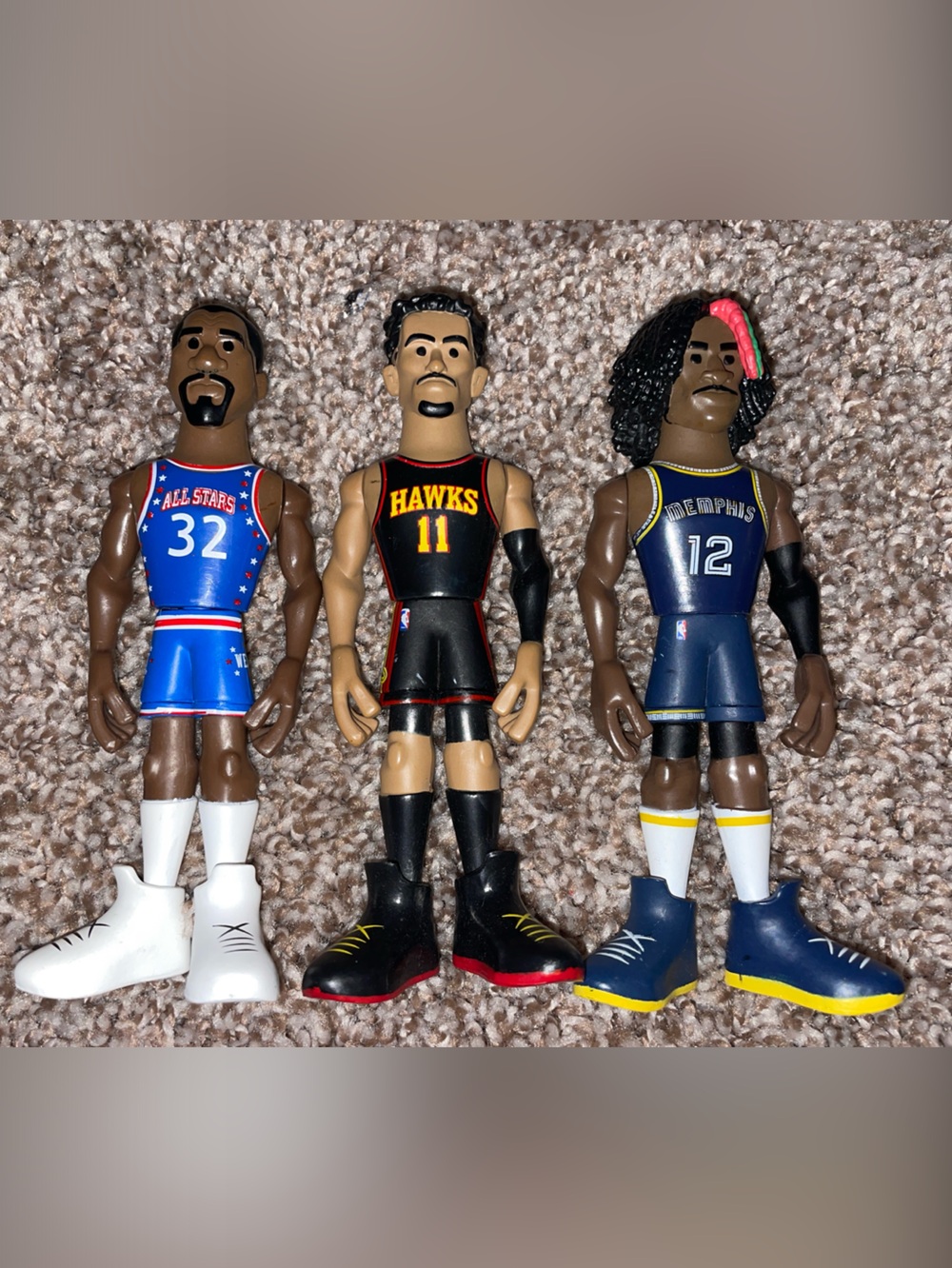 Basketball Player Figure Trio - Blue, Black, Navy Jerseys